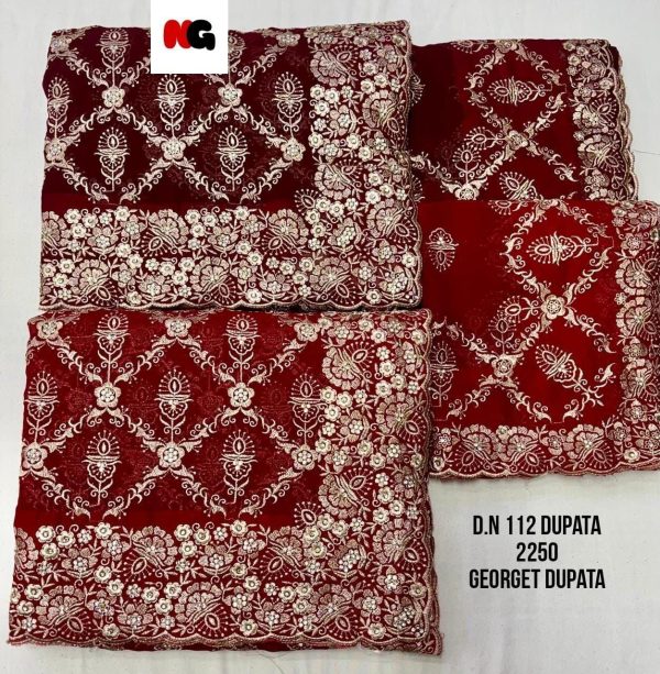 Purnima Sarees Embroidered Georgette Dupatta Set – D.N 112