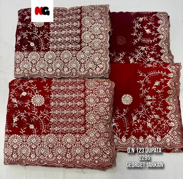 Purnima Sarees Georgette Jarkan Embroidered Dupatta Set – D.N 123