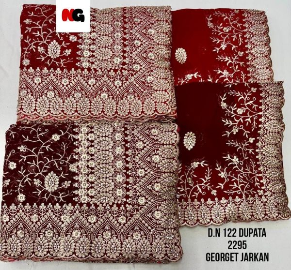 Purnima Sarees Georgette Jarkan Embroidered Dupatta Set – D.N 122