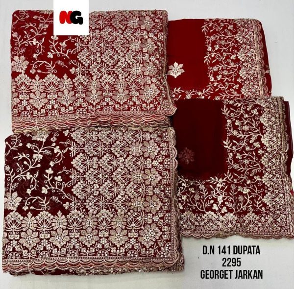 Purnima Sarees Georgette Jarkan Heavy Embroidered Dupatta Set – D.N 141