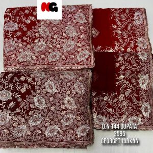 Purnima Sarees Georgette Jarkan Floral Embroidered Dupatta Set – D.N 144