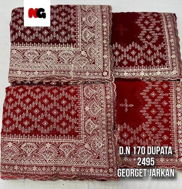Purnima Sarees Georgette Jarkan Diamond Pattern Dupatta Set – D.N 170