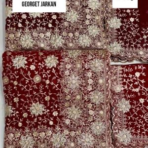 Purnima Sarees Georgette Jarkan Floral Embroidered Dupatta Set – D.N 168