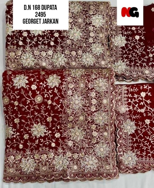 Purnima Sarees Georgette Jarkan Floral Embroidered Dupatta Set – D.N 168