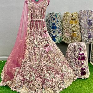 Purnima Sarees Premium Net Embroidered Lehenga Set – Sequin Tassel Edition