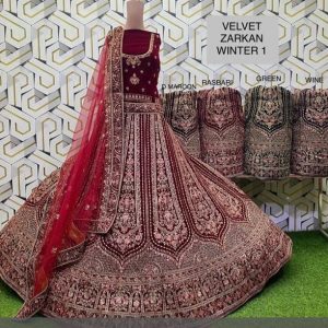 Purnima Sarees Velvet Zarkan Winter Bridal Lehenga Set