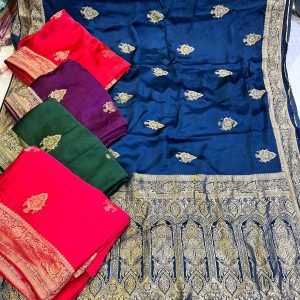 Purnima Sarees Banarasi Soft Silk Saree – Royal Motif with Heavy Pallu and Border