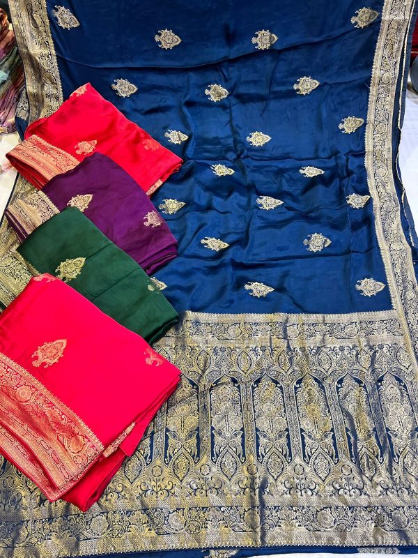 Purnima Sarees Banarasi Soft Silk Saree – Royal Motif with Heavy Pallu and Border