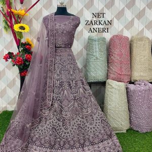 Purnima Sarees Designer Net Zarkan Lehenga – Heavy Embroidered Bridal Wear