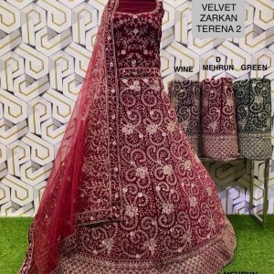 Purnima Sarees Velvet Zarkan Lehenga – Elegant Embroidery from Terena 2 Collection