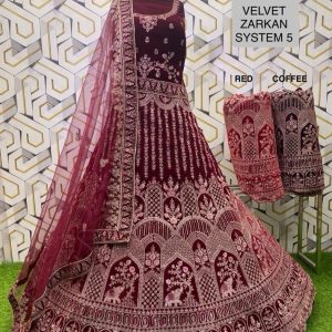 Purnima Sarees Velvet Zarkan Bridal Lehenga – Royal Elephant Motif (System 5 Collection)